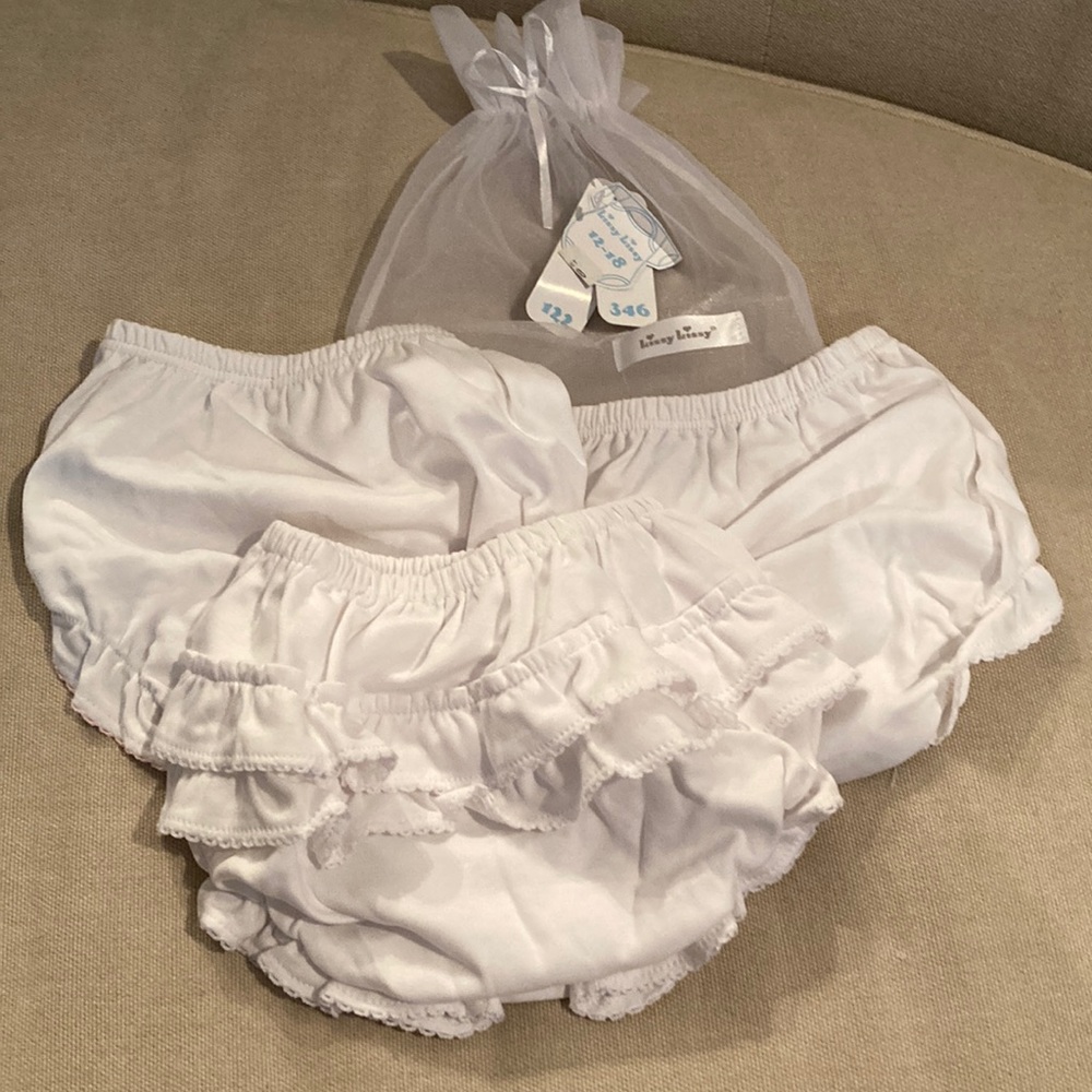 Kissy kissy white diaper covers set of 3 - 12-18 months
